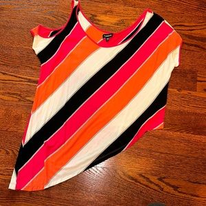 Bebe asymmetrical cold shoulder top- size M/L